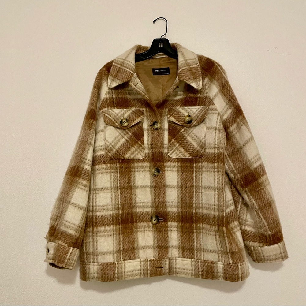 Marks & Spencer Fuzzy Plaid Shacket